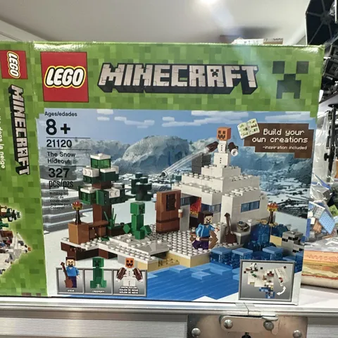 LEGO Minecraft 21120 The Snow Hideout 327pcs Steve Creeper Snow Golem Box