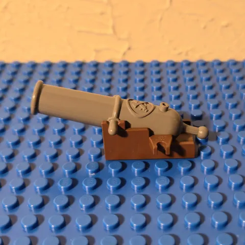 LEGO Pirates Cannon Dark Gray with Brown Base (1989-2002)