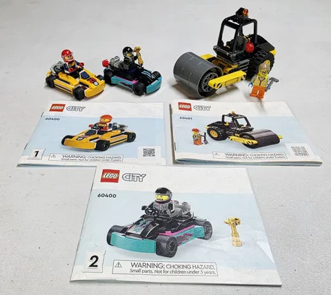 LEGO 60400 Go-Karts & 60401 Steamroller Lot (2024, 100% Complete W/ Manuals)