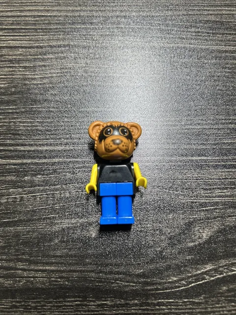 Vintage Lego Fabuland Raccoon Black Blue Minifigure 1980s