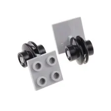 2x LEGO Wheel Axle Aircraft Plate 2x2 New Light Gray Black Wheels 50254 4870