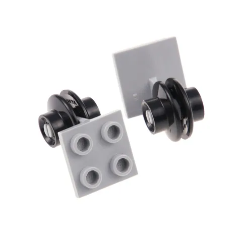 2x LEGO Wheel Axle Aircraft Plate 2x2 New Light Gray Black Wheels 50254 4870
