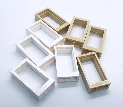 Lego Windows - Frames - Tan and White - No Glass - 1x2x3 - #60593 - 8 Pieces
