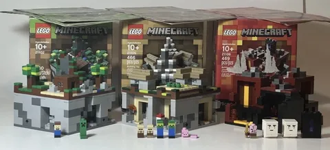 LEGO Minecraft Micro Worlds 3 Set Forest Nether Village 21102 21106 21105 100%