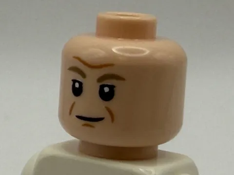 Lego Minifigure Head Dark Tan Eyebrows Slight Smile Open Mouth Scowl NEW