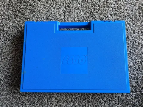 Vintage 1984 Blue LEGO Carrying Case With Assorted LEGO Pieces