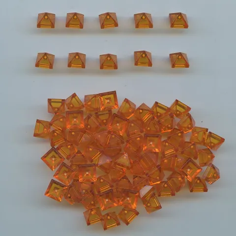 LEGO x 80 Trans-Orange Slope 45 1 x 1 x 2/3 Quadruple Convex Pyramid 22388
