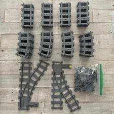 LEGO Train Track 9V Lot Dark Gray - 20 Straight, 37 Curved, Switch Points + MORE