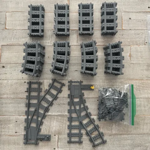 LEGO Train Track 9V Lot Dark Gray - 20 Straight, 37 Curved, Switch Points + MORE