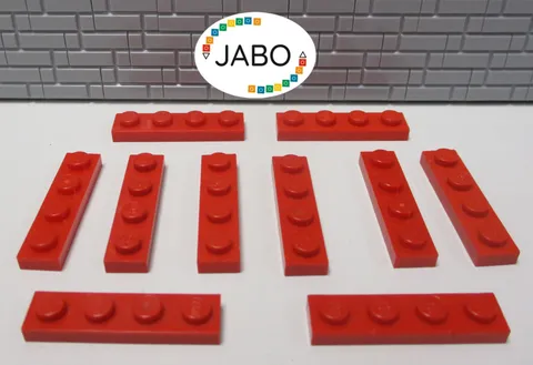 (J7/4/8) LEGO 10 x 3710 flat plate 1x4 red
