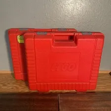 2 Vintage 1985 Lego Hard Plastic Carrying Case Red Large 15x12 Storage