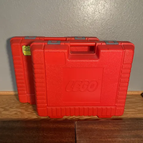 2 Vintage 1985 Lego Hard Plastic Carrying Case Red Large 15x12 Storage
