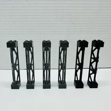 LEGO Lot of 6 2x2x10 Support Girder Triangular Part  Dark Gray & Black