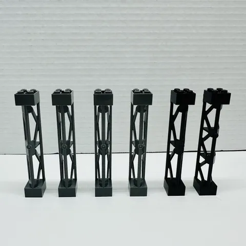 LEGO Lot of 6 2x2x10 Support Girder Triangular Part  Dark Gray & Black