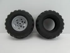 Lego Technic 1 Gray Wheel 41896 + 2 Hugh Balloon Tires 81.6 x 38R 45982