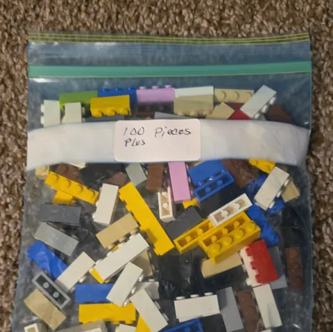 LEGO Bulk Lot Mixed Multicolor Plastic Bricks & Pieces in Polybag, 100+ Pieces