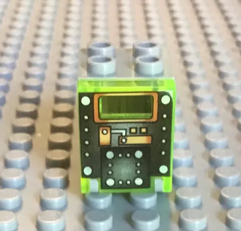 LEGO Light Bluish Gray Container with Trans Neon Green Door Mechanical Pattern