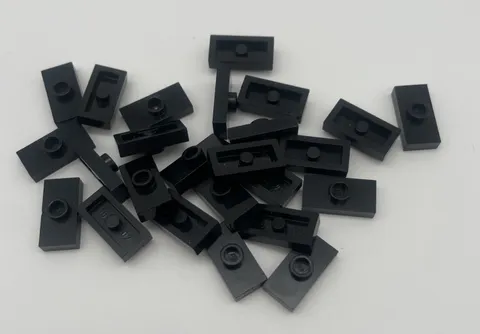 Lego 25x 3794a Plate 1x2 Tiles Modified with Center Pin Black Black