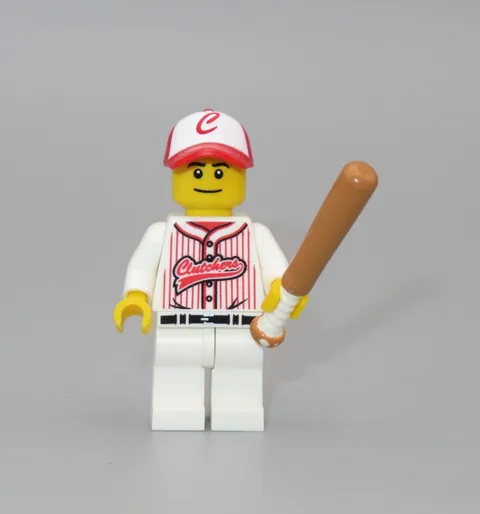 LEGO Baseball player bat red white minifigure Collectible series 3