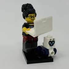 Lego Programmer Minifigure Girl Collectible Series 19 CMF Complete Laptop Robot