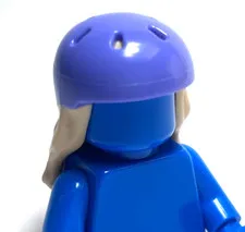 Lego - Minifigure Hair / Headgear - Purple Sports Helmet, Long Tan Blonde