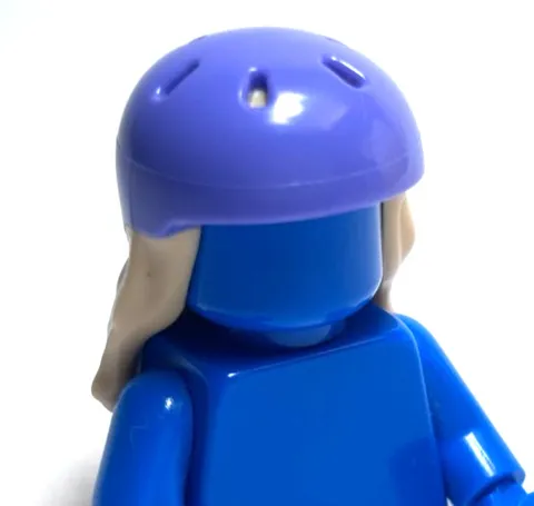Lego - Minifigure Hair / Headgear - Purple Sports Helmet, Long Tan Blonde