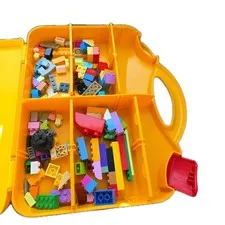 LEGO Yellow Hard Plastic Carrying Case Storage with 135 Random Legos As Is