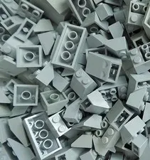 50 Lego Light Bluish Gray Sloped Bricks Roof Modular Castle Random Lot
