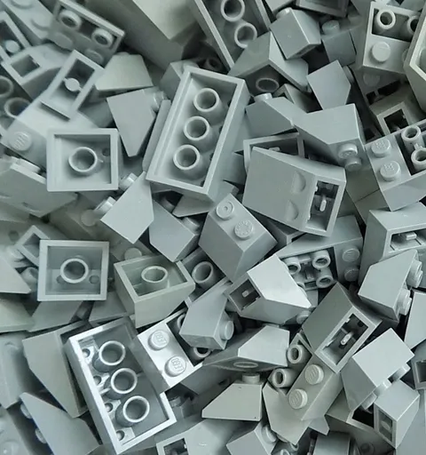 50 Lego Light Bluish Gray Sloped Bricks Roof Modular Castle Random Lot