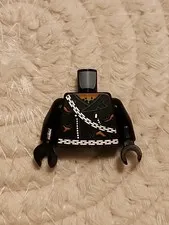 LEGO Minifigure Ghost Rider Torso Leather Jacket Chains & Flames Just Torso