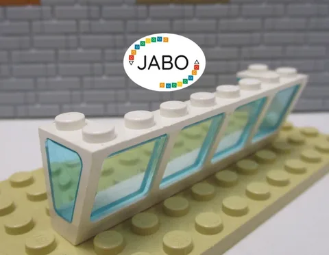 (A6/17/1) LEGO 2634c02 Window white 2x8x2 pane trans blue 7739 6560 6541 6542