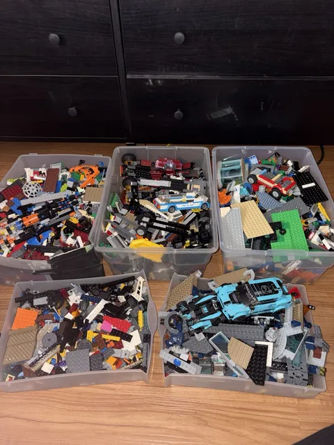 LEGO Bulk Lot Mixed Bricks Plates Pieces Vehicle Parts Multicolor Storage Bins