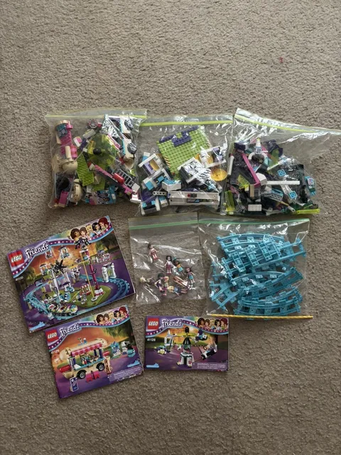 Lego Friends Amusement Park Roller Coaster 41130 Hot Dog Van 41129 Space 41128 