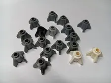 LEGO BULK LOT OF 18 BRICK ROUND 1X1 WITH FINS #4588 GRAY BLACK WHITE
