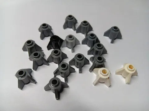LEGO BULK LOT OF 18 BRICK ROUND 1X1 WITH FINS #4588 GRAY BLACK WHITE