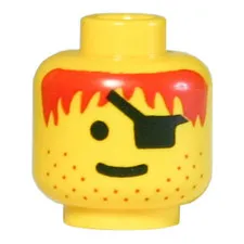 LEGO Minifigure, Head Male Eye Patch, Stubble, Red-Brown Hair Pattern inv.657