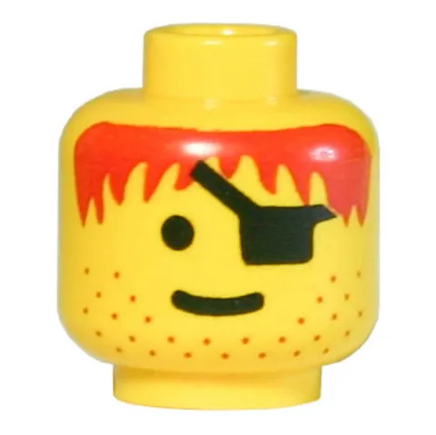 LEGO Minifigure, Head Male Eye Patch, Stubble, Red-Brown Hair Pattern inv.657