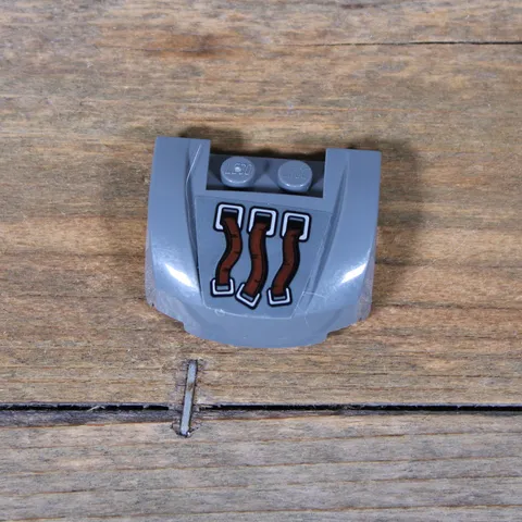 LEGO Black Panther Mudguard Gray 3x4x 1 2/3 Reddish Brown Belt Sticker Pattern