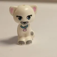 WHITE CAT WITH COLLAR animal minifigure, spare part LEGO FRIENDS 11602pb02
