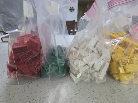 Vintage LEGO Lot 4+ Pounds of  Mixed Bricks Pieces Red,  Green,  Yellow,  White
