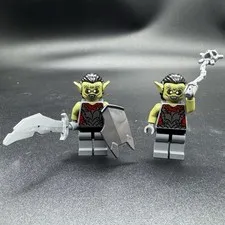 Lego 2 Moria Orcs Olive Green Minifigure Lord of the Rings 9473 lor011 Authentic