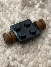 LEGO Old Brown Wheels 8x6mm w/Black Plate Holder Cannon 6270 6285 6274#4624 4600