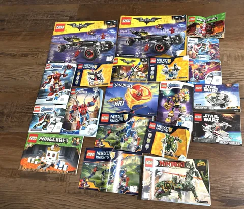 Large Lot Of Lego Instruction Manuals Ninjago Neco Knights Avengers Spider-man