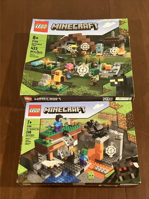 Lot Of 2 Sealed Lego Minecraft Sets: 21166 & 21190 - Crushed Boxes