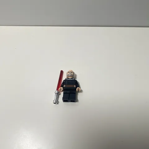 LEGO Clone Wars Count Dooku with chrome lightsaber hilt.