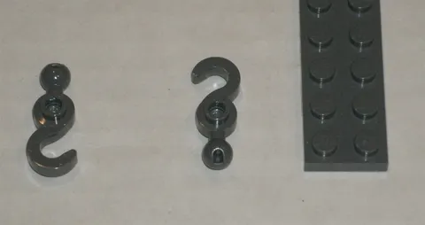 LEGO NEW 1x3 Dark Stone Grey Hook with Ball (2x) 4212529 Brick 30395