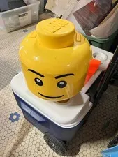LEGO Yellow Sort & Store Storage Head Container with duplo blocks