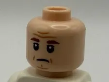 Lego Minifigure Head Reddish Brown Eyebrows Frown / Open Mouth Scowl NEW