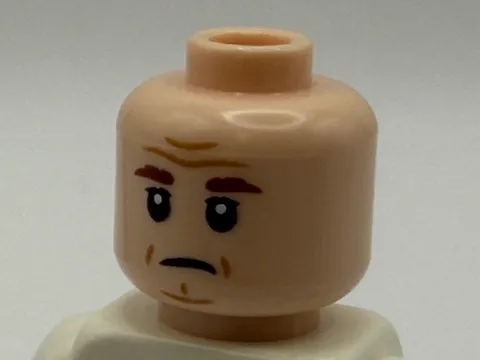 Lego Minifigure Head Reddish Brown Eyebrows Frown / Open Mouth Scowl NEW