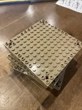 Lot of 5 LEGO Brick 12x12 w 3 Pin Holes on each Side and Axle Holes in Corners